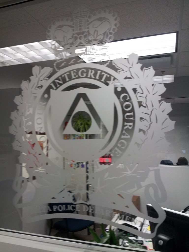 Interior glass sign