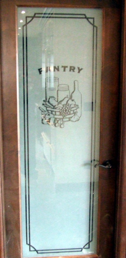 Etched pantry door glass