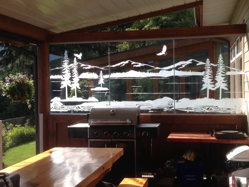 Sandblasted Glass Deck wall