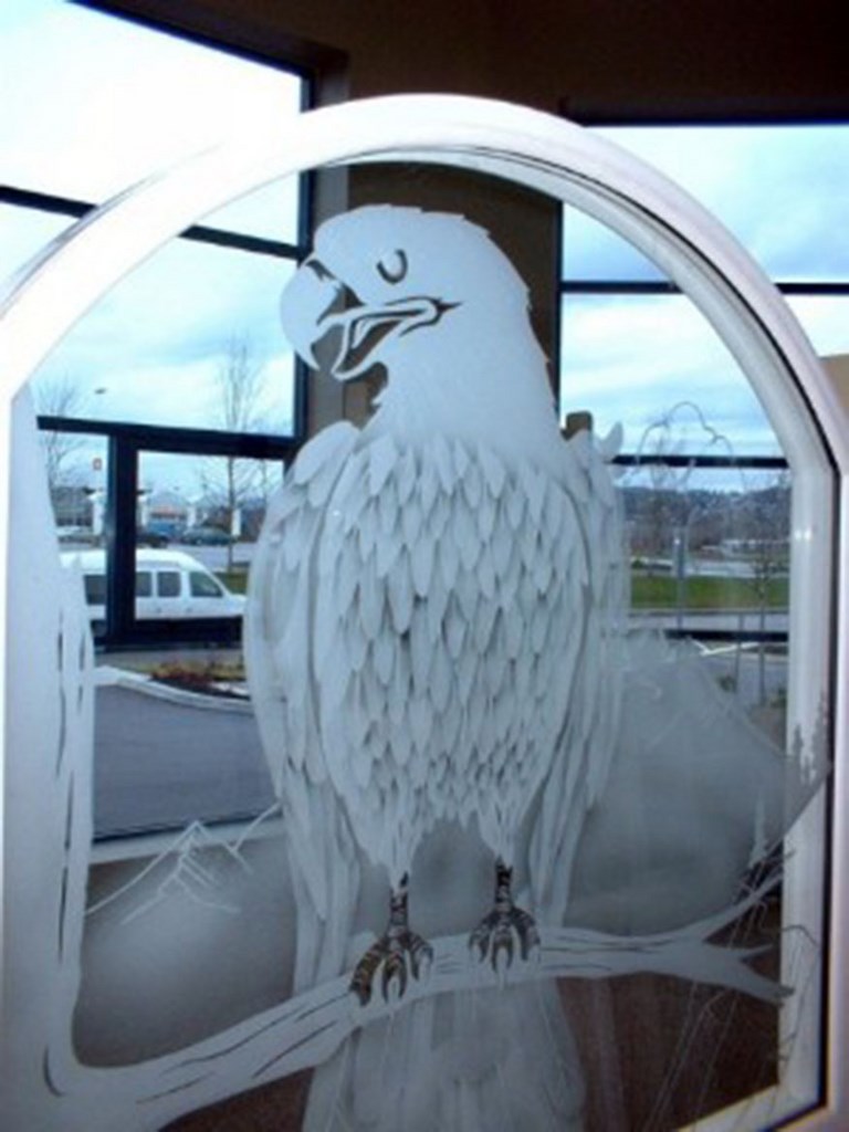 Sandblasted Glass Eagle Design