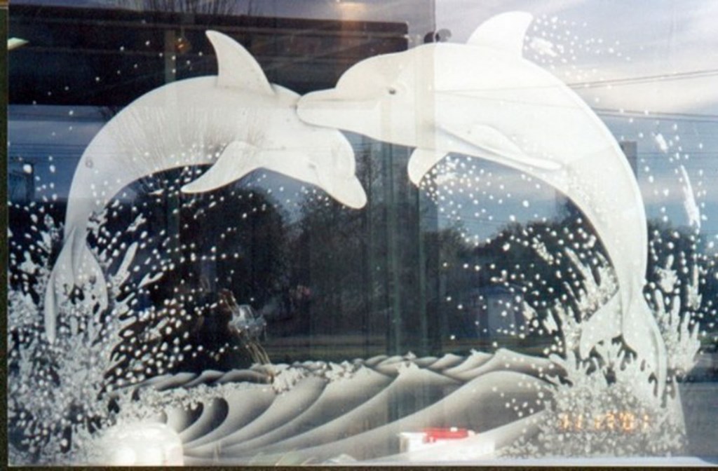 Sandblasted Glass dolphin