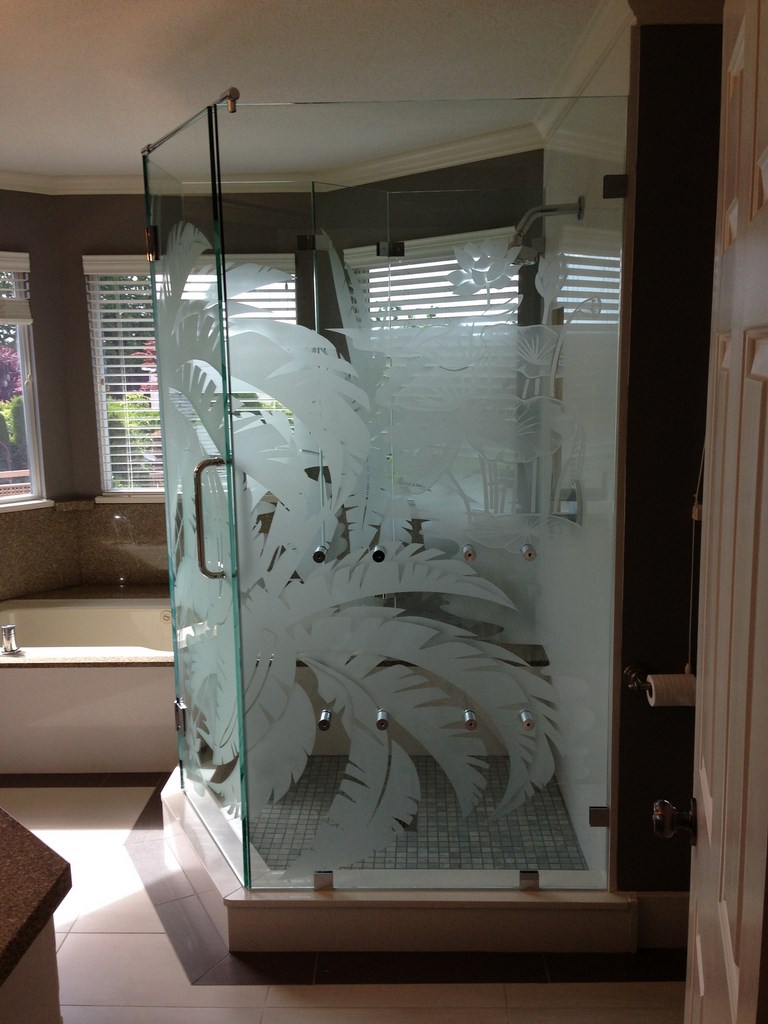 Sandblasted Glass shower 