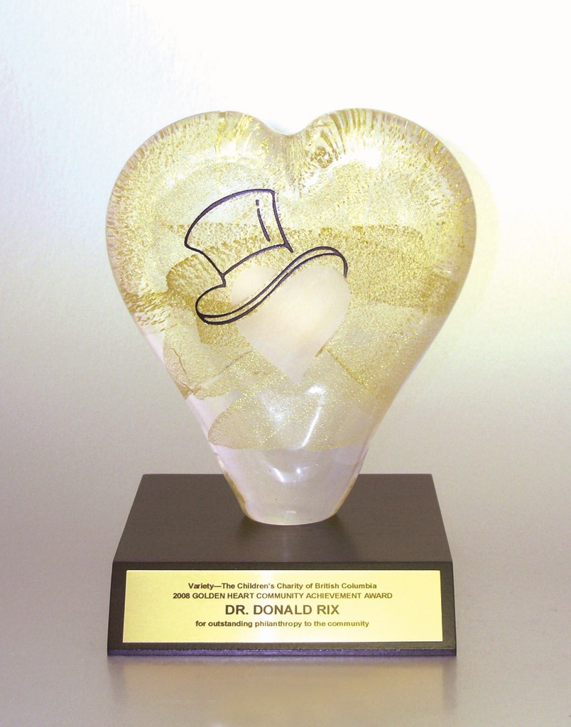 Sandblasted Glass Variety of hearts award