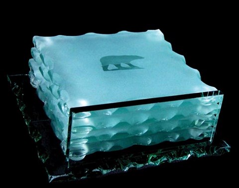 etched jade coaster set