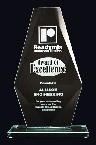 Etched glass award