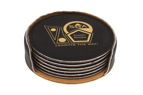 Leatherette coaster black