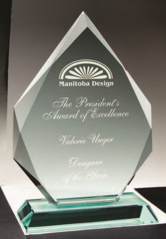 Etched glass diamond award