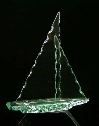 Etched glass award sail boat