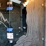 sandblast window glass waterfall